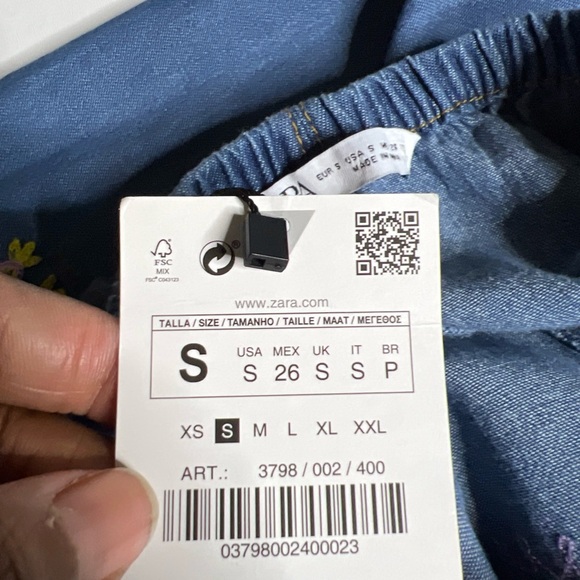 Zara Chambray Embroidered Midi Dress Women Small Halter Neck - Picture 14 of 15